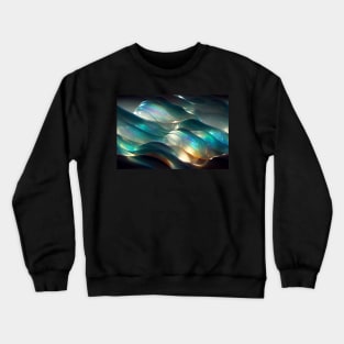 Iridescent Holograms Painted Glass Waves Crewneck Sweatshirt